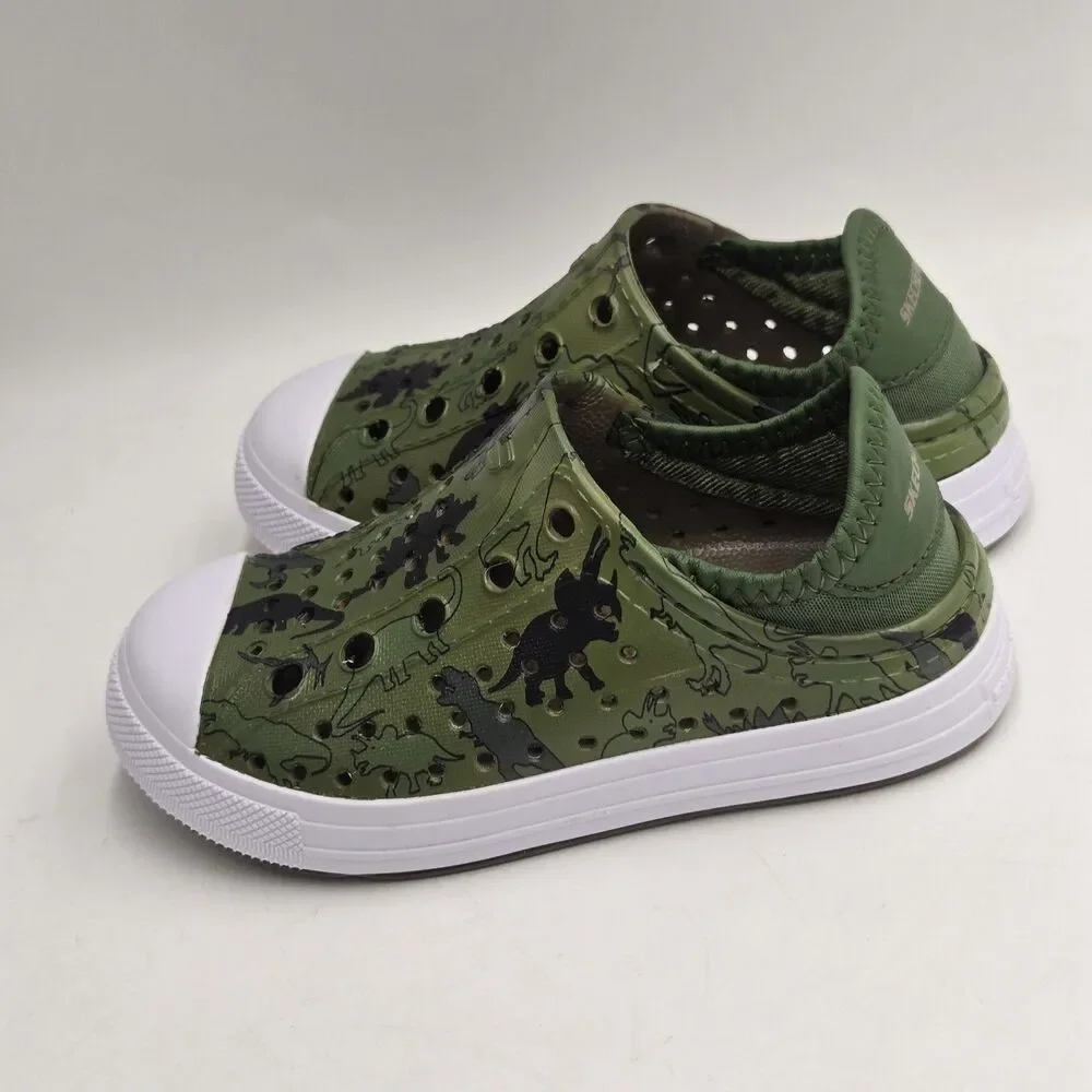 Skechers Foamies Toddler Size 9 Green Dinosaur Slip On Shoes NWOT Sneakers